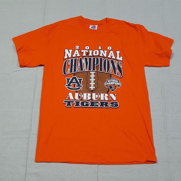 Auburn Tigers Shirt Mens Medium Orange Short Sleeve Spell Out 2010 Champions - Picture 1 of 11